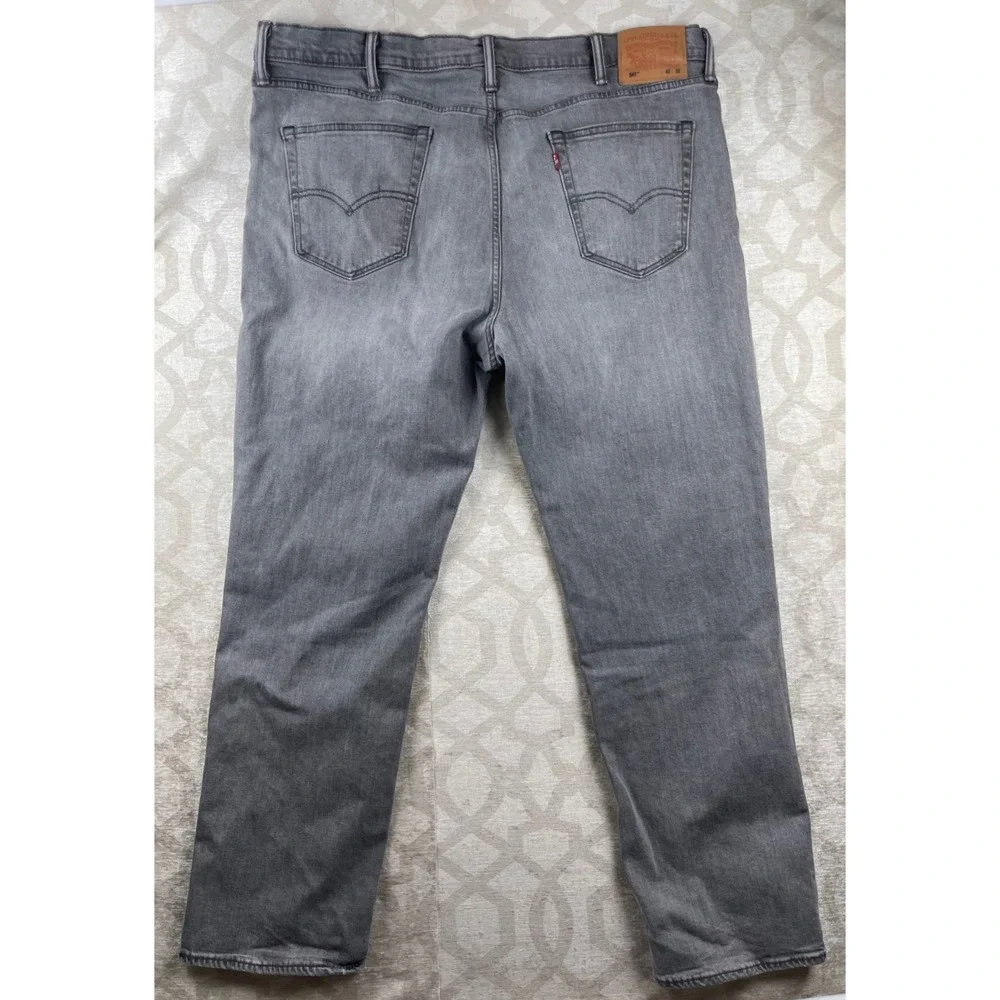 Levi's 541 Athletic Taper Mens 42x32 Grey Denim Jeans Stretch Casual Pants